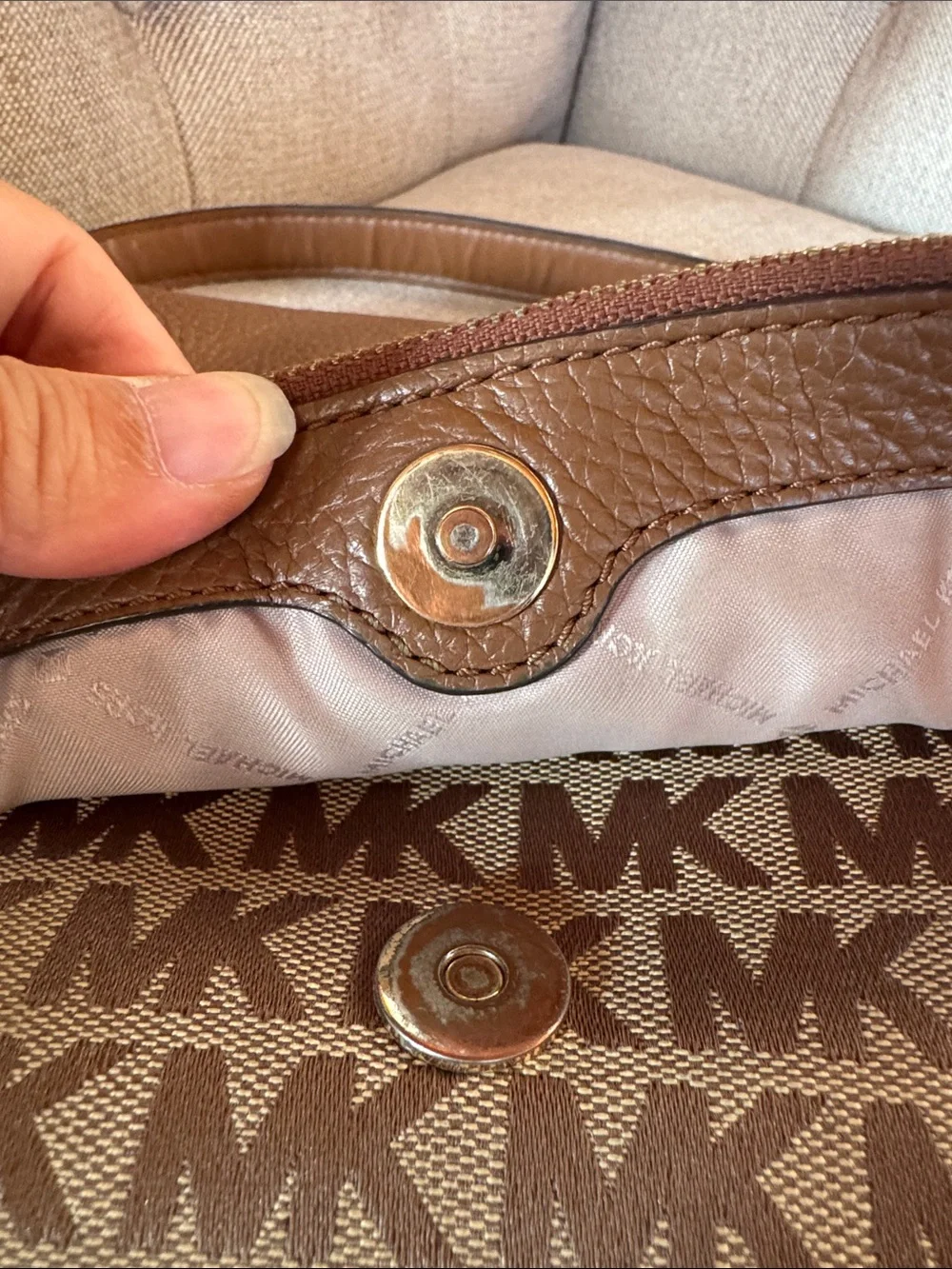 Michael Kors Tan Brown MK Logo Shoulder Bag